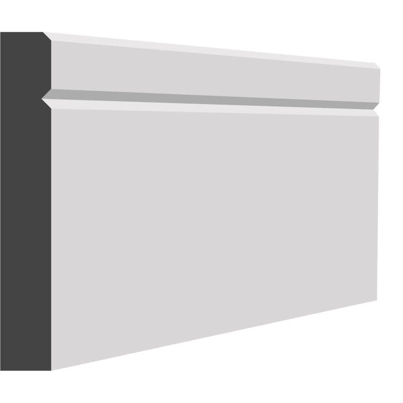 Primed MDF Skirting V-Grooved And Bevelled 14.5 x 150mm x 4.4m