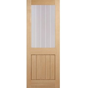 Prefinished Oak 1L Clear Glazed with Etched Lines Mexicano