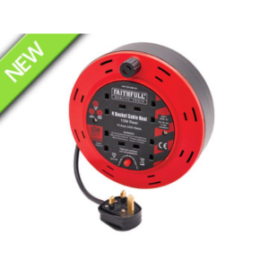 Faithfull 10m Cable Reel 10A, 4 Sockets